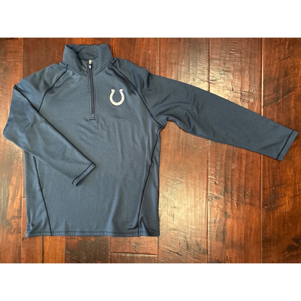 Cutter & Buck Indianapolis Colts Quarter Zip Mens Large Navy Grid-back Pullover